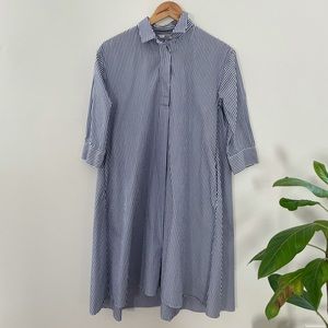 Uniqlo pinstripe midi collared dress